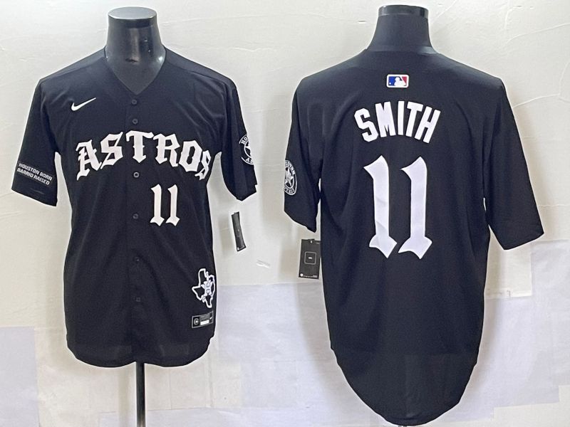 Men 2025 Houston Astros #11 Smith Black Seven generations Joint Name Nike MLB Jersey style 7049->houston astros->MLB Jersey